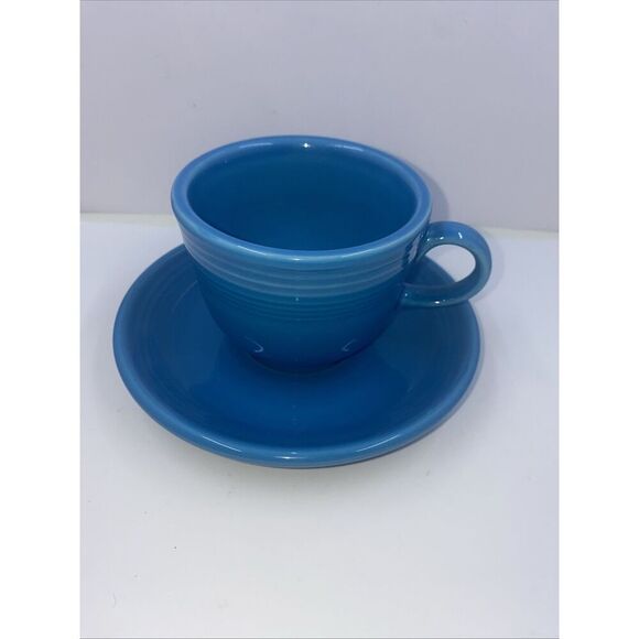 Fiestaware Coffee Tea Cup and Saucer Set Retired Peacock HLC- BBBC - Picture 2 of 6